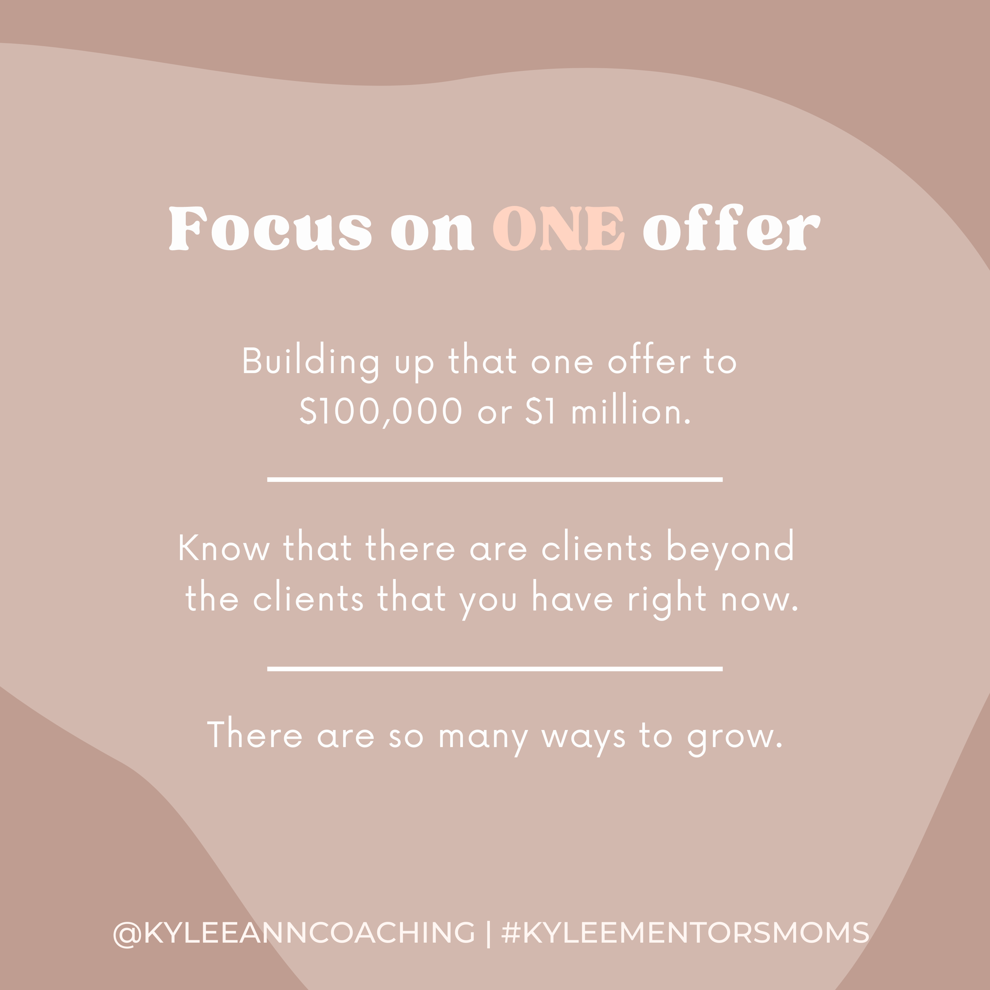 Focus on one offer